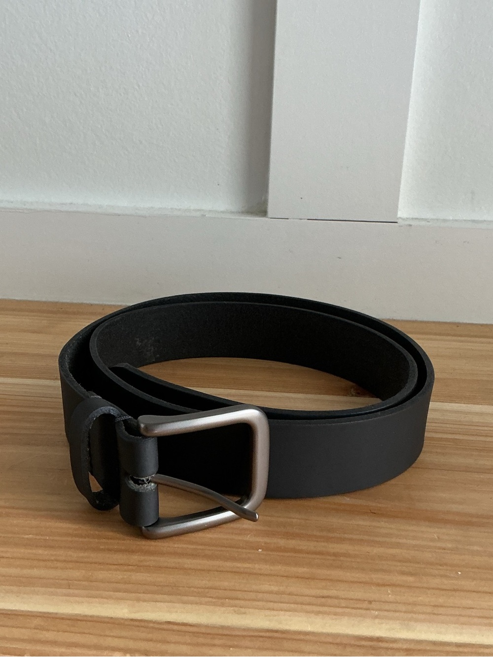 Timberland Black Leather Belt 36” with Brushed Metal Buckle